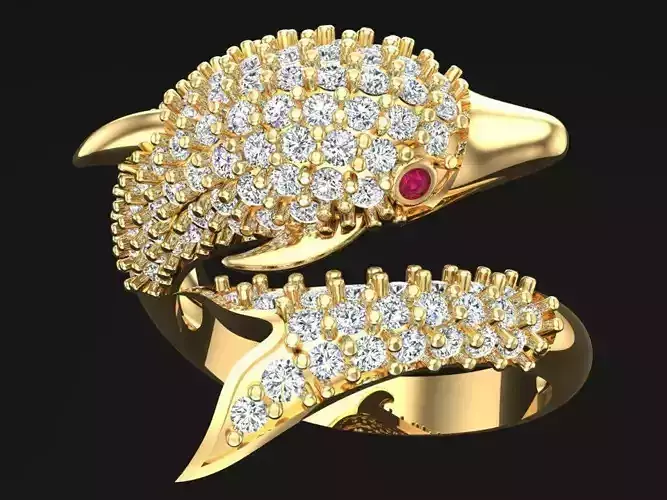 Dolphin rings  - Fish Rings - Diamond ring - Womens Rings