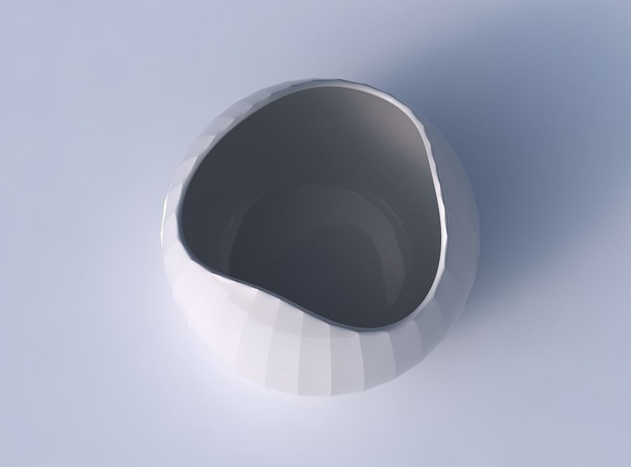 Bowl Spheric wavy with fine bands uniform vertical 3D print model_2