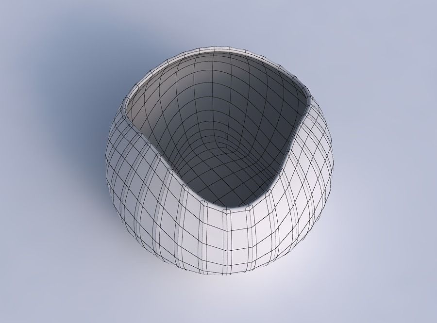 Bowl Spheric wavy with fine bands uniform vertical 3D print model_6