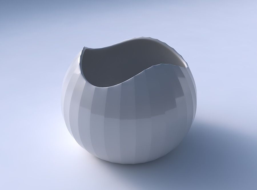 Bowl Spheric wavy with fine bands uniform vertical 3D print model_3