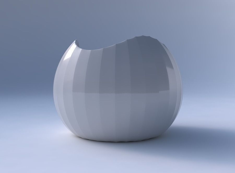 Bowl Spheric wavy with fine bands uniform vertical 3D print model_4