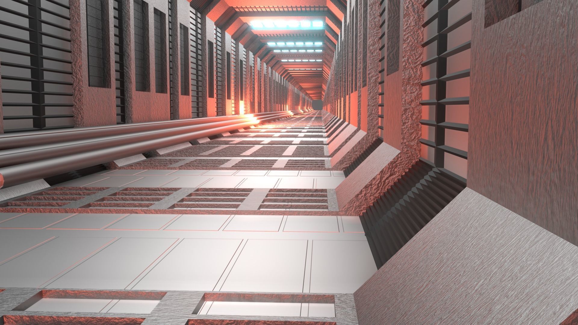 Sci-Fi Passageway for Games or Animation Low-poly 3D model_4