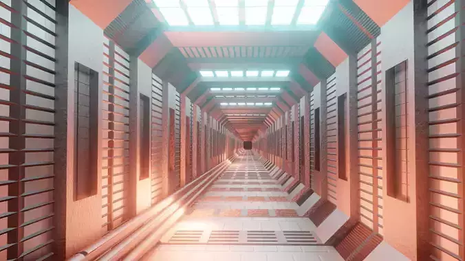 Sci-Fi Passageway for Games or Animation