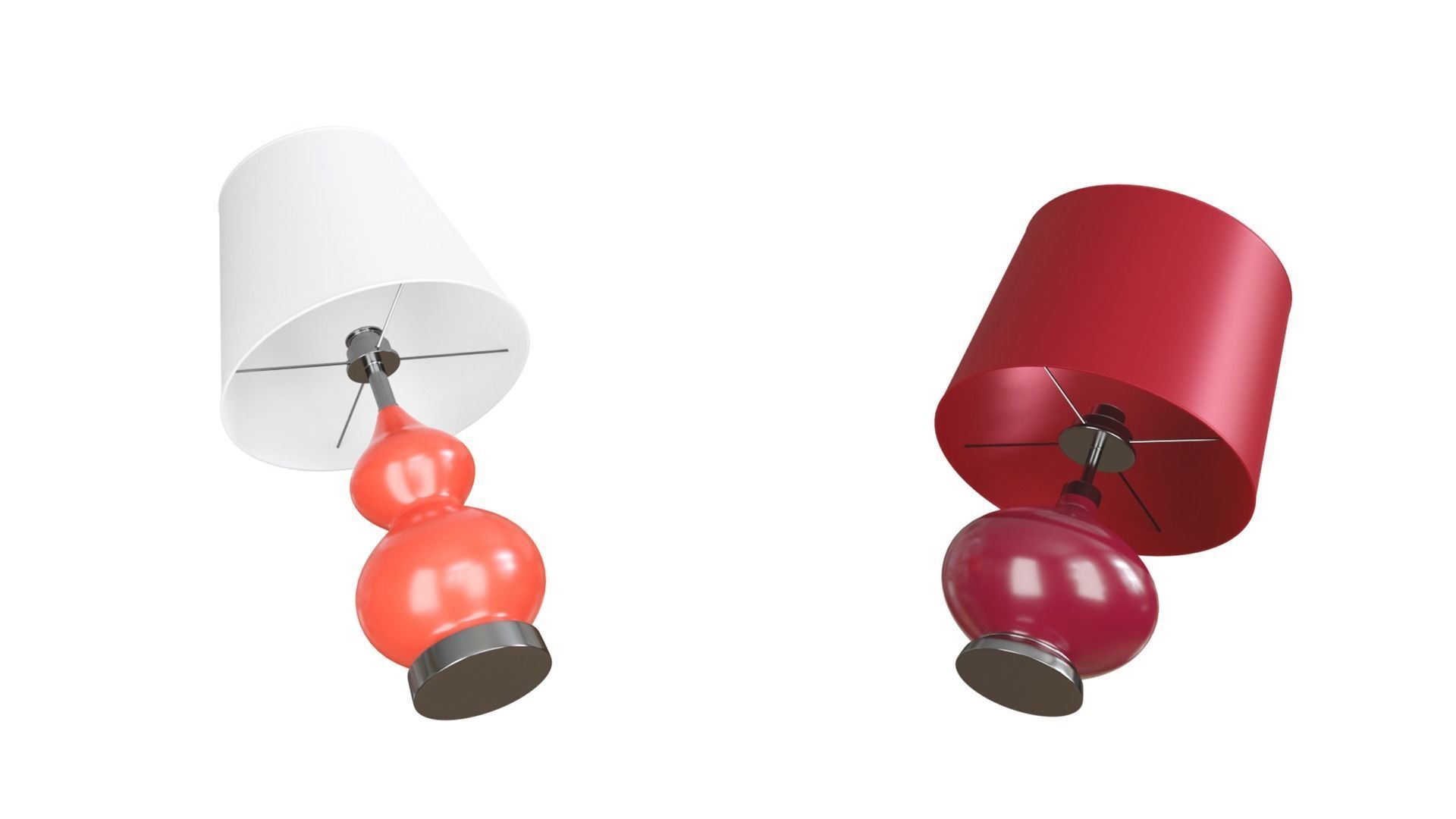 Two Decorative Red Lamps 3D Model 3D model_3
