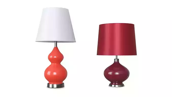 Two Decorative Red Lamps 3D Model 3D model