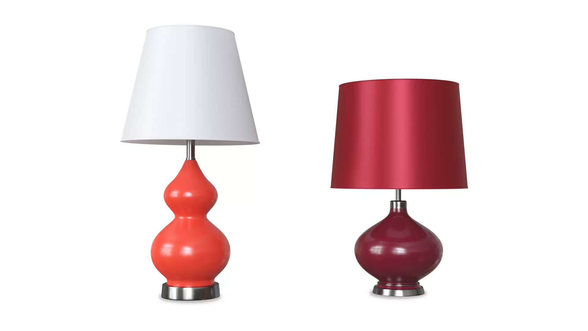 Two Decorative Red Lamps 3D Model 3D model_0