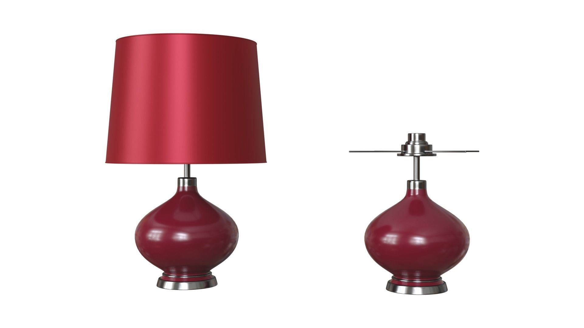 Two Decorative Red Lamps 3D Model 3D model_2