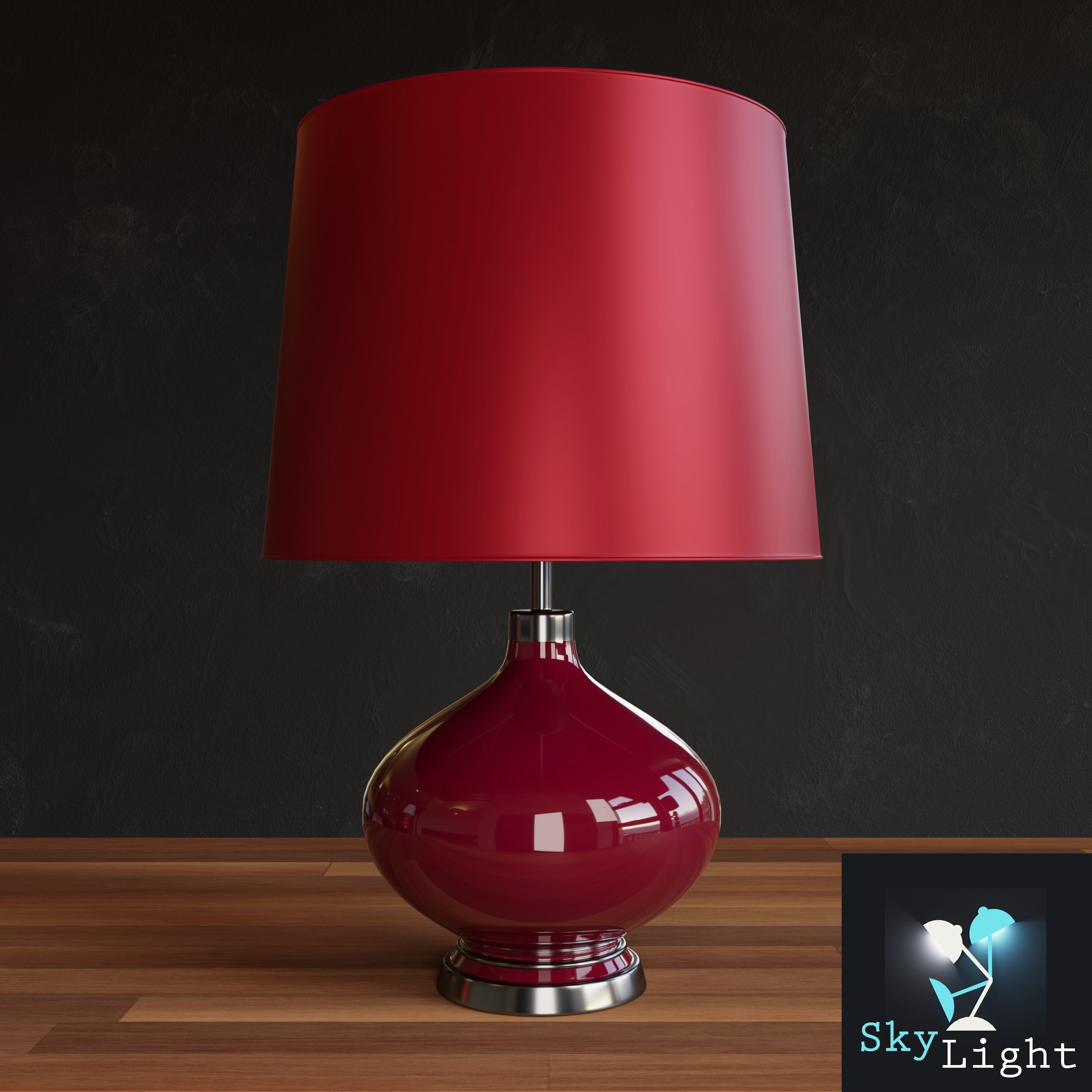 Two Decorative Red Lamps 3D Model 3D model_6