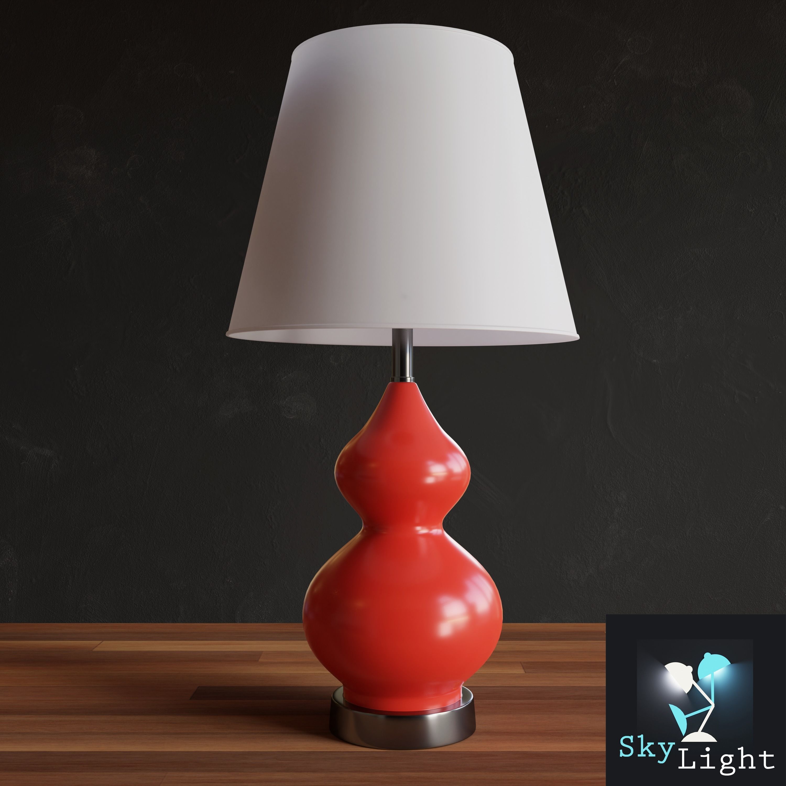 Two Decorative Red Lamps 3D Model 3D model_7