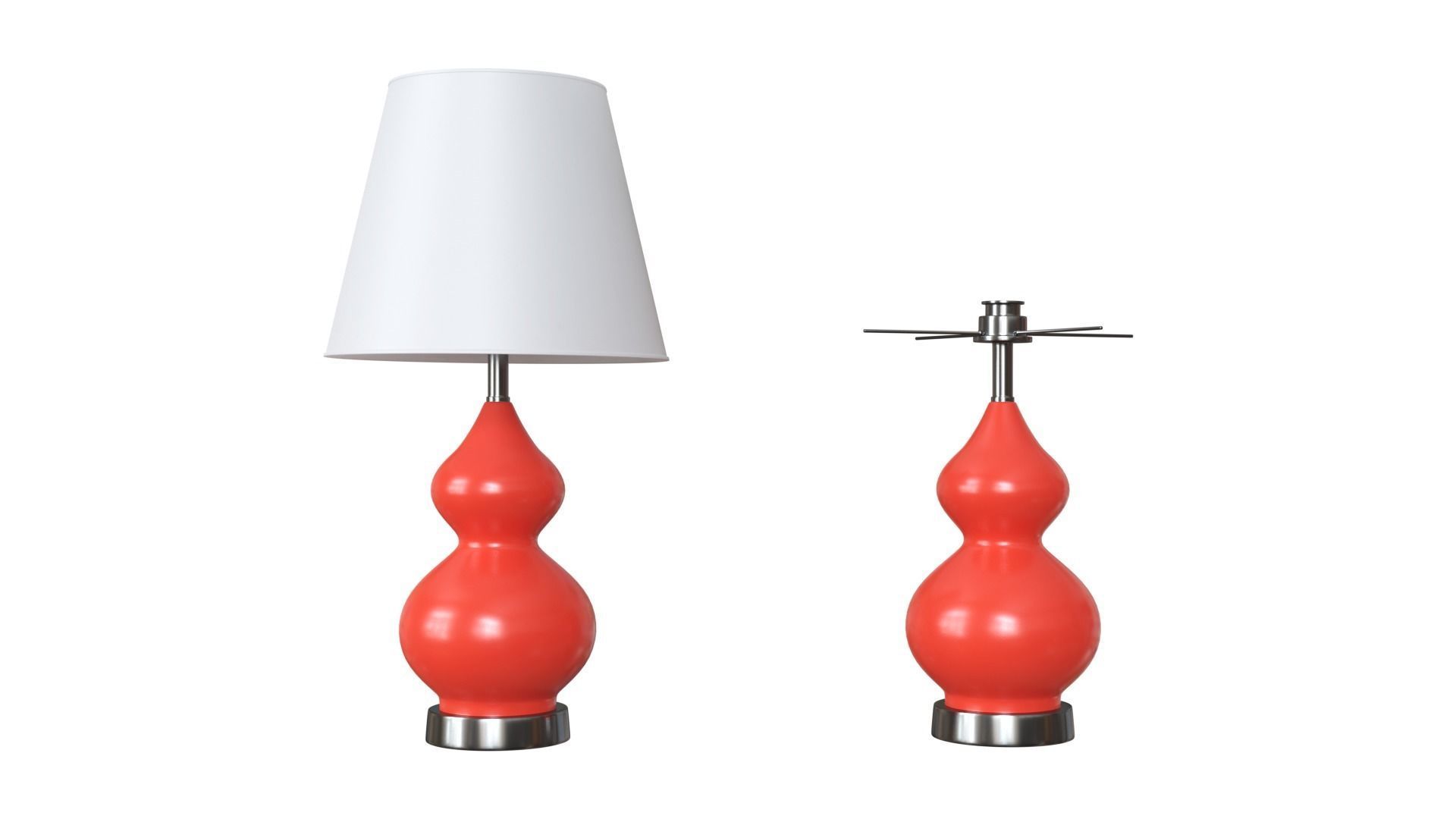 Two Decorative Red Lamps 3D Model 3D model_1