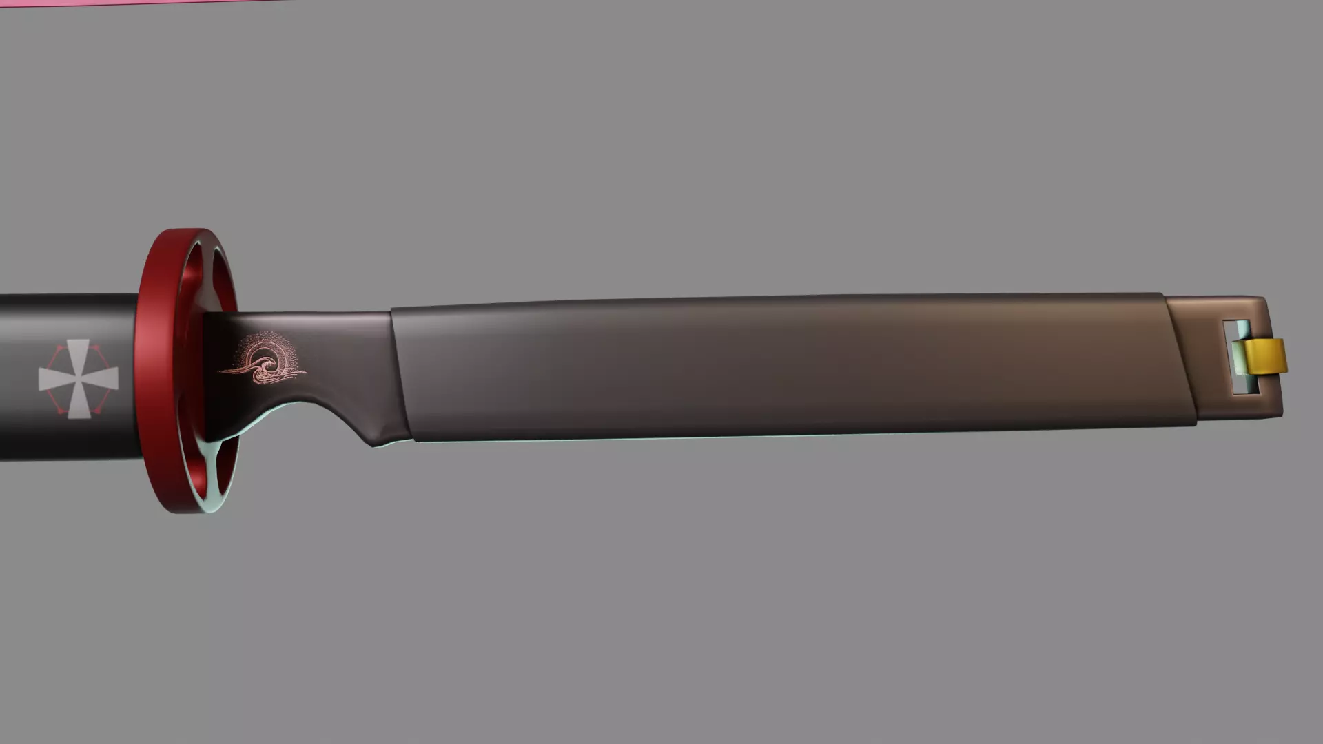 Katana japanese samurai sword 3D model_0