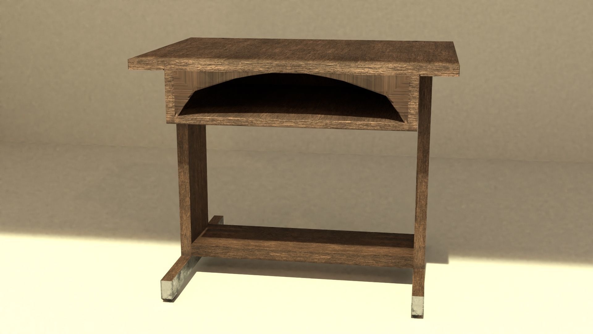 old wooden table with extra stuff 3D model_4