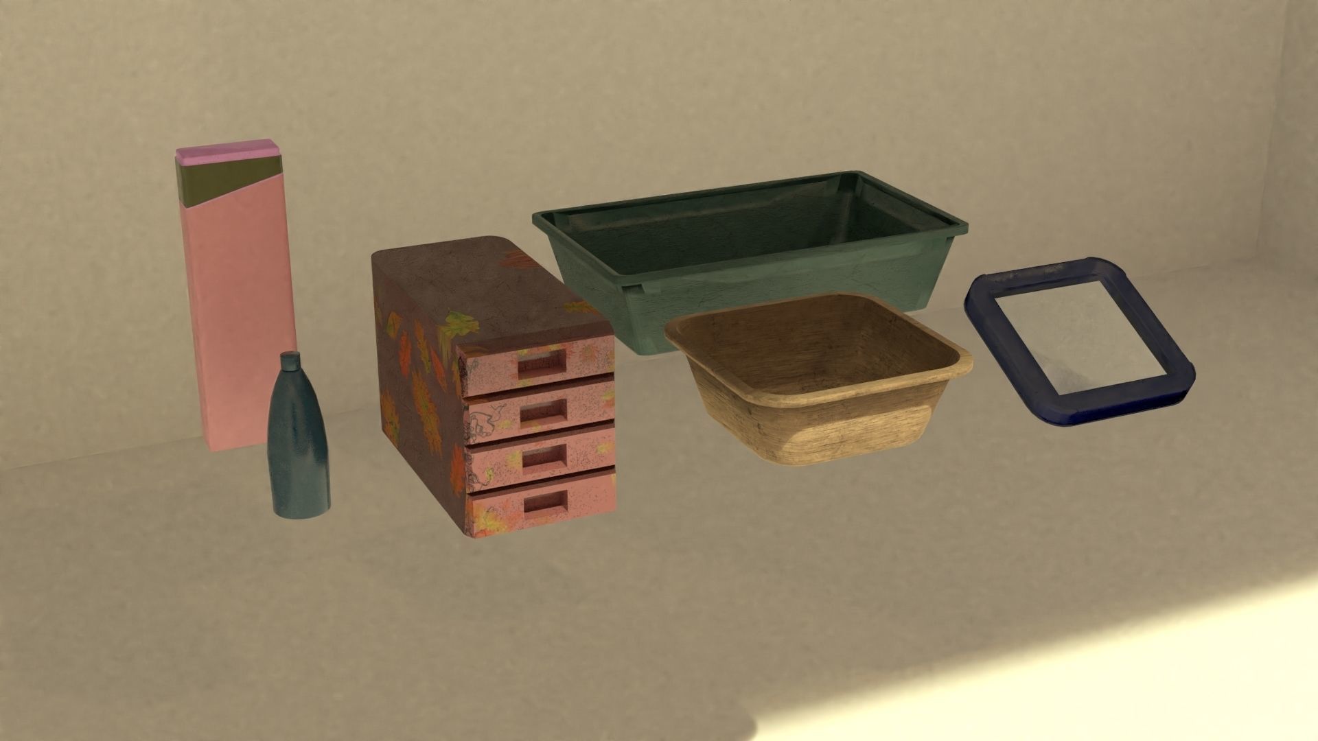old wooden table with extra stuff 3D model_5