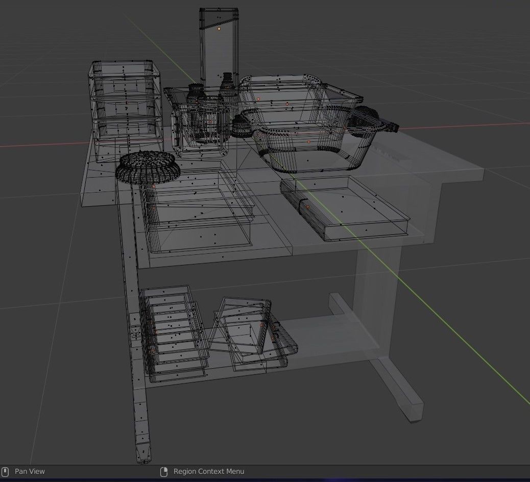 old wooden table with extra stuff 3D model_6
