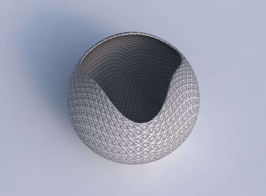 Bowl Spheric wavy with diagonal grid bulges 3D print model_6