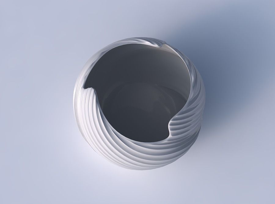 Bowl Spheric wavy with bent extruded lines 3 3D print model_2