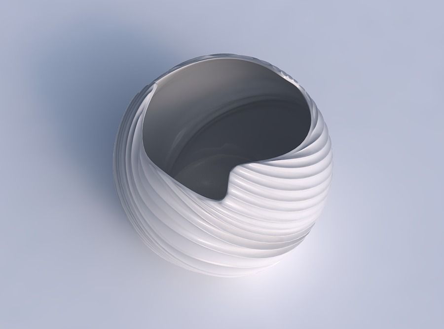 Bowl Spheric wavy with bent extruded lines 3 3D print model_1