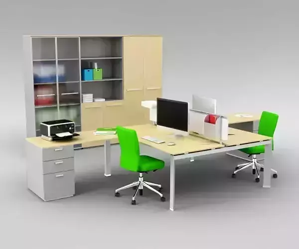 Modern Office Set Desk Chairs Shelves
