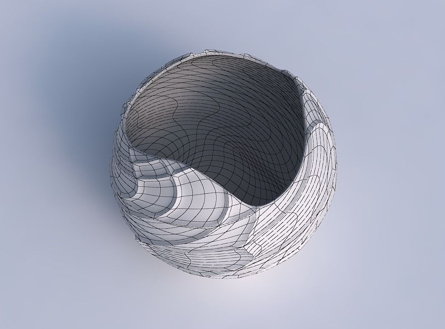 Bowl Spheric wavy sparse extruded lines 3D print model_6