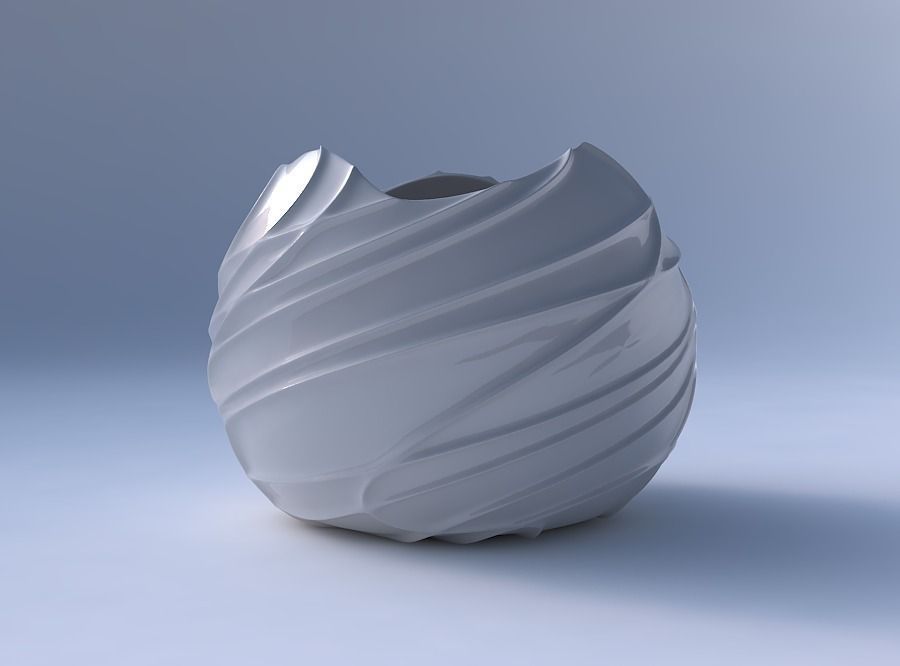Bowl Spheric wavy sparse extruded lines 3D print model_4