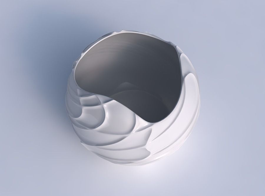 Bowl Spheric wavy sparse extruded lines 3D print model_1