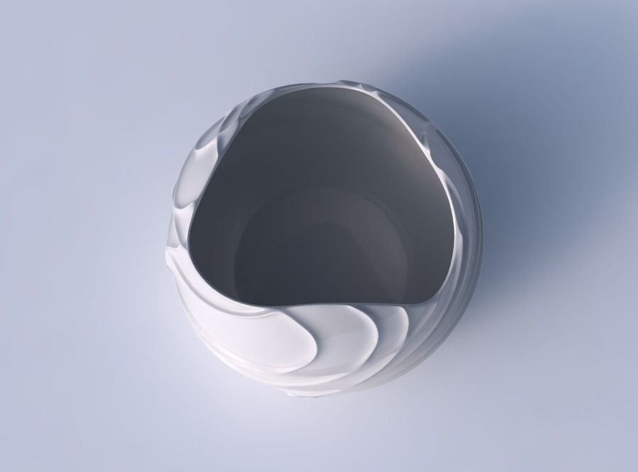 Bowl Spheric wavy sparse extruded lines 3D print model_2