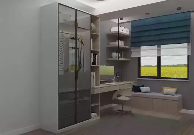 Wardrobe bedroom with desk and