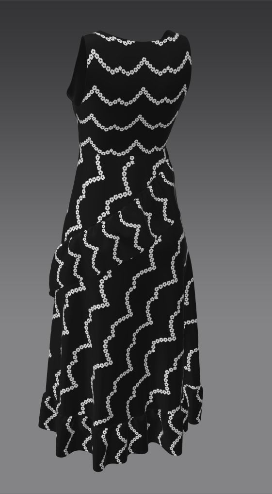 Ladies Black Frock Free low-poly 3D model_9