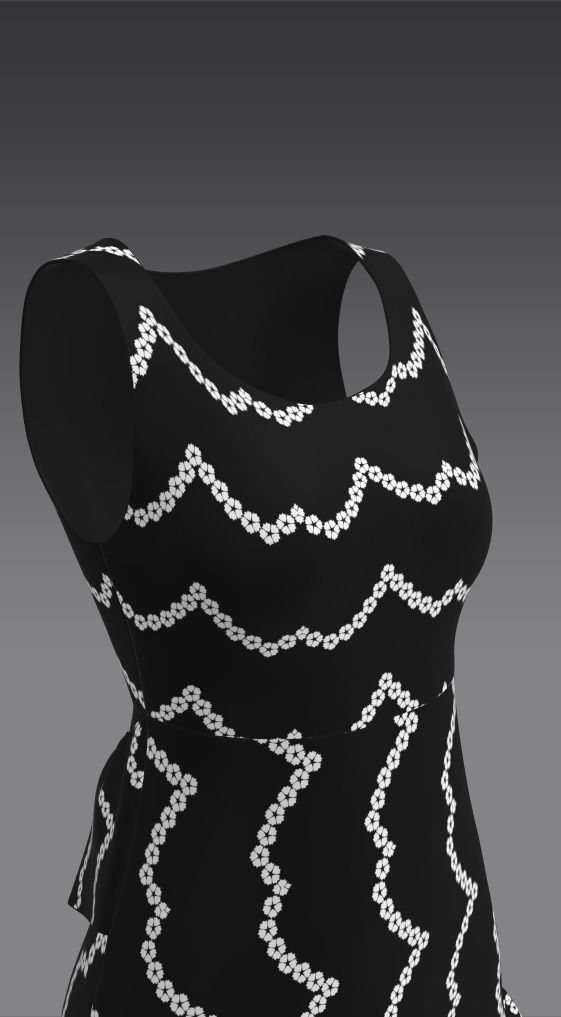 Ladies Black Frock Free low-poly 3D model_13