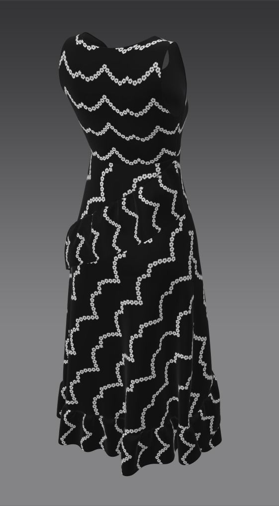 Ladies Black Frock Free low-poly 3D model_8