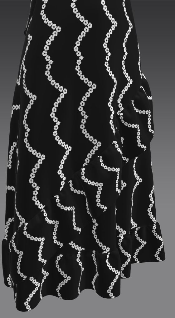 Ladies Black Frock Free low-poly 3D model_14