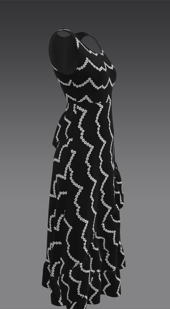 Ladies Black Frock Free low-poly 3D model_6
