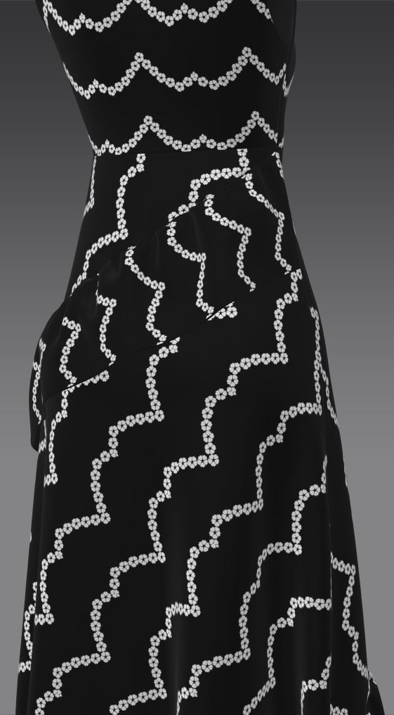 Ladies Black Frock Free low-poly 3D model_15