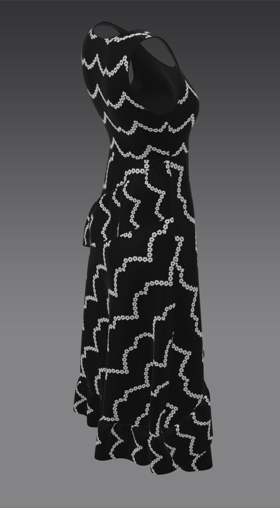 Ladies Black Frock Free low-poly 3D model_7