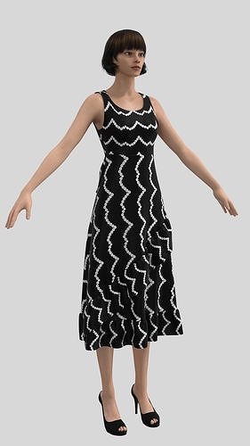 Ladies Black Frock Free low-poly 3D model