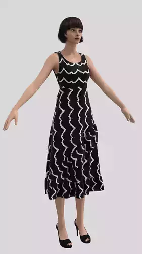 Ladies Black Frock Free low-poly 3D model