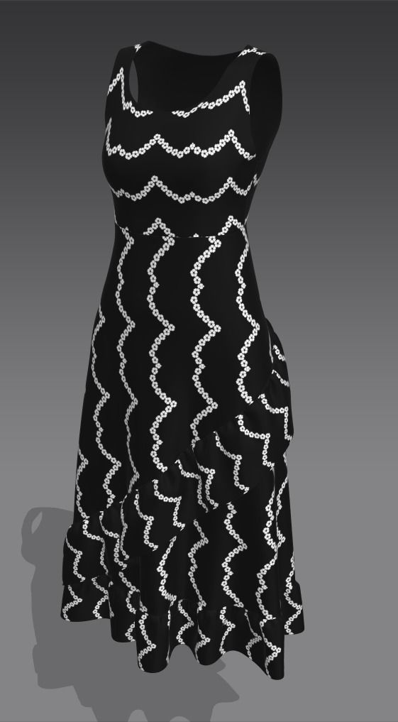 Ladies Black Frock Free low-poly 3D model_12