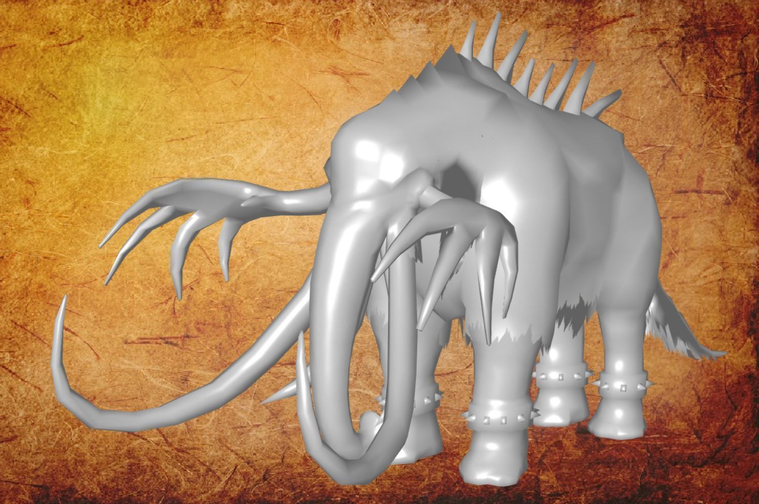 Animal - Fantasy mammoth Low-poly 3D model_6