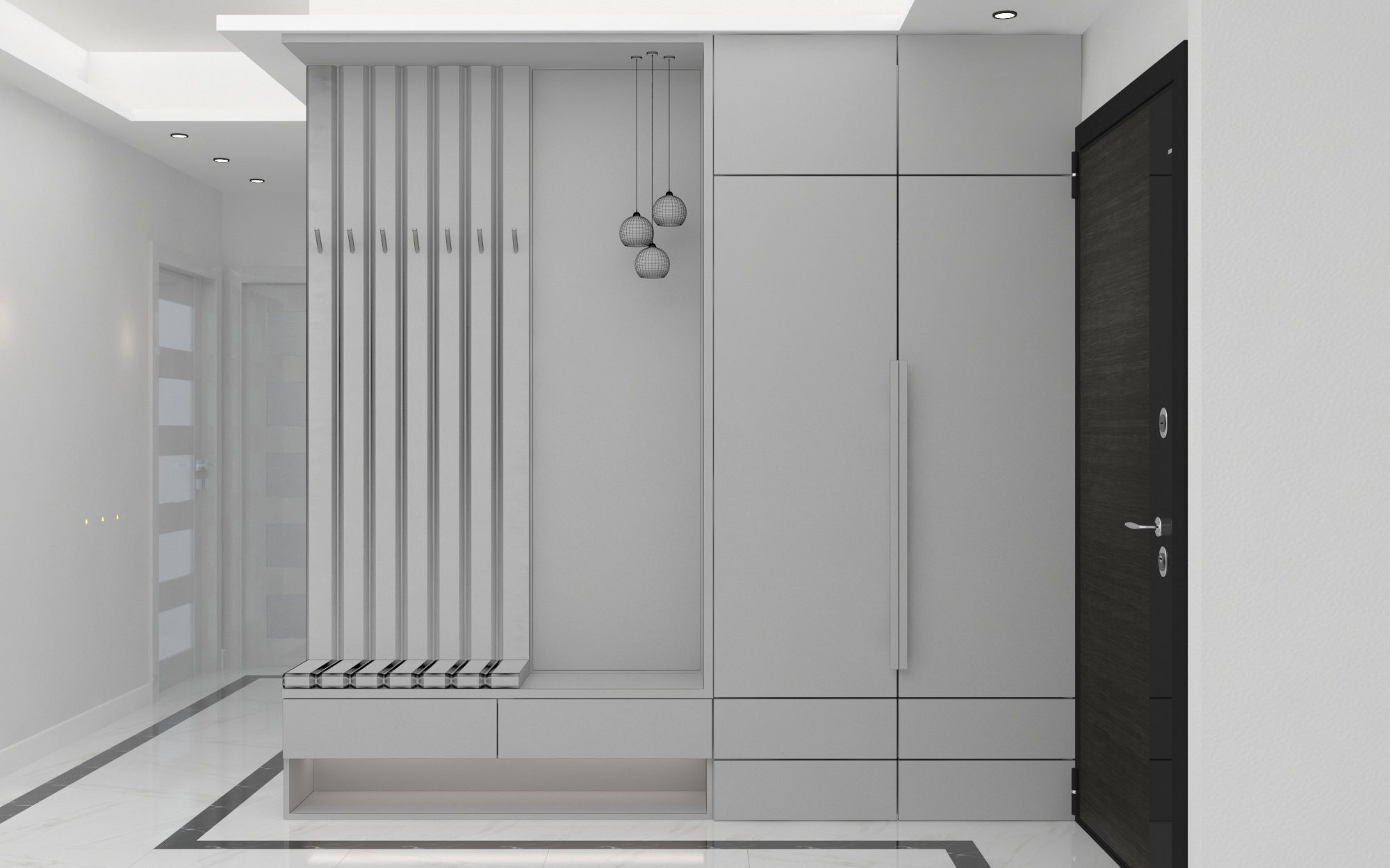 Wardrobe modern entryway design 3D model_5