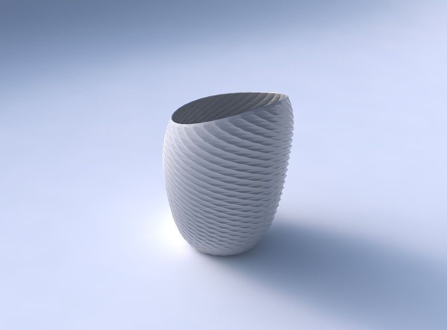 Bowl Spheric Lattice with twisted diagonal grid pattern 3D print model_3