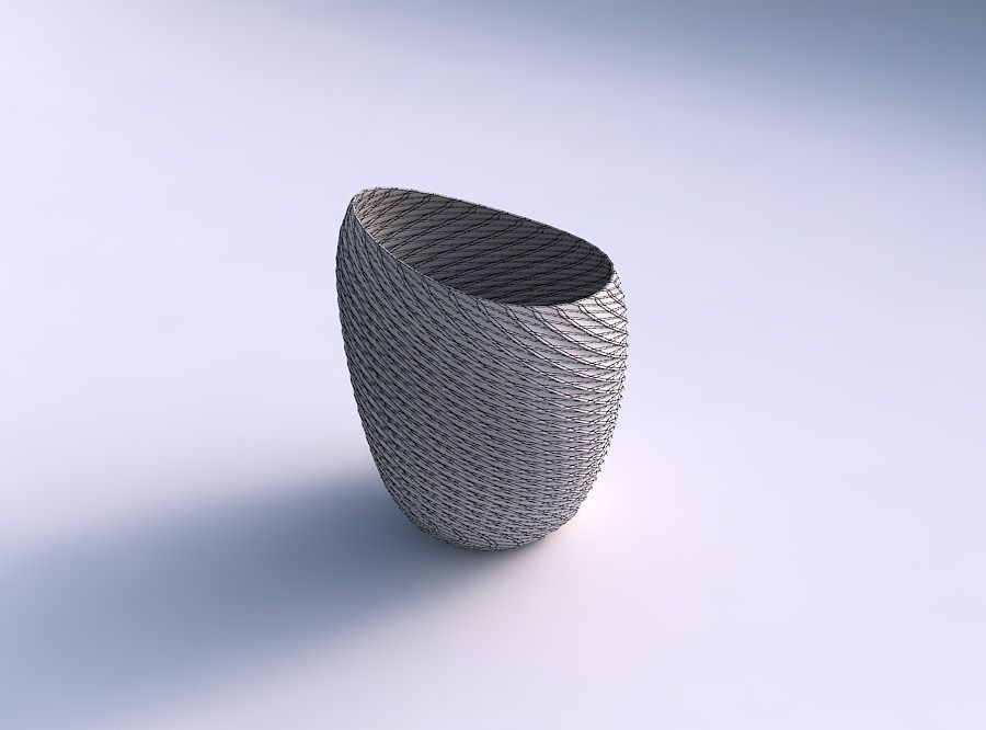 Bowl Spheric Lattice with twisted diagonal grid pattern 3D print model_5