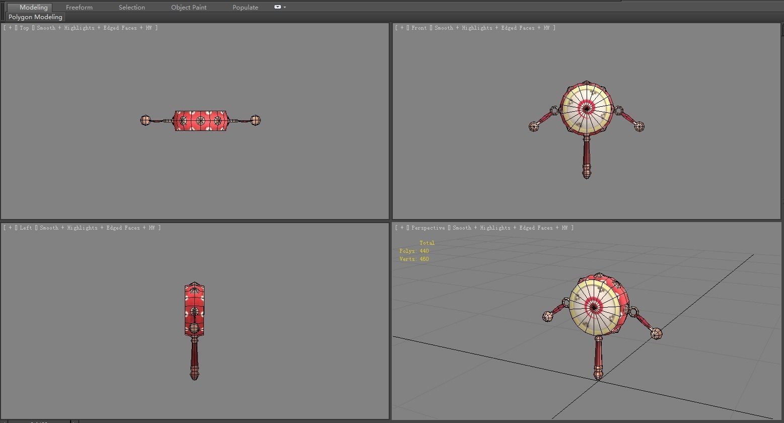 Cartoon hand drum - children  toy Low-poly 3D model_5