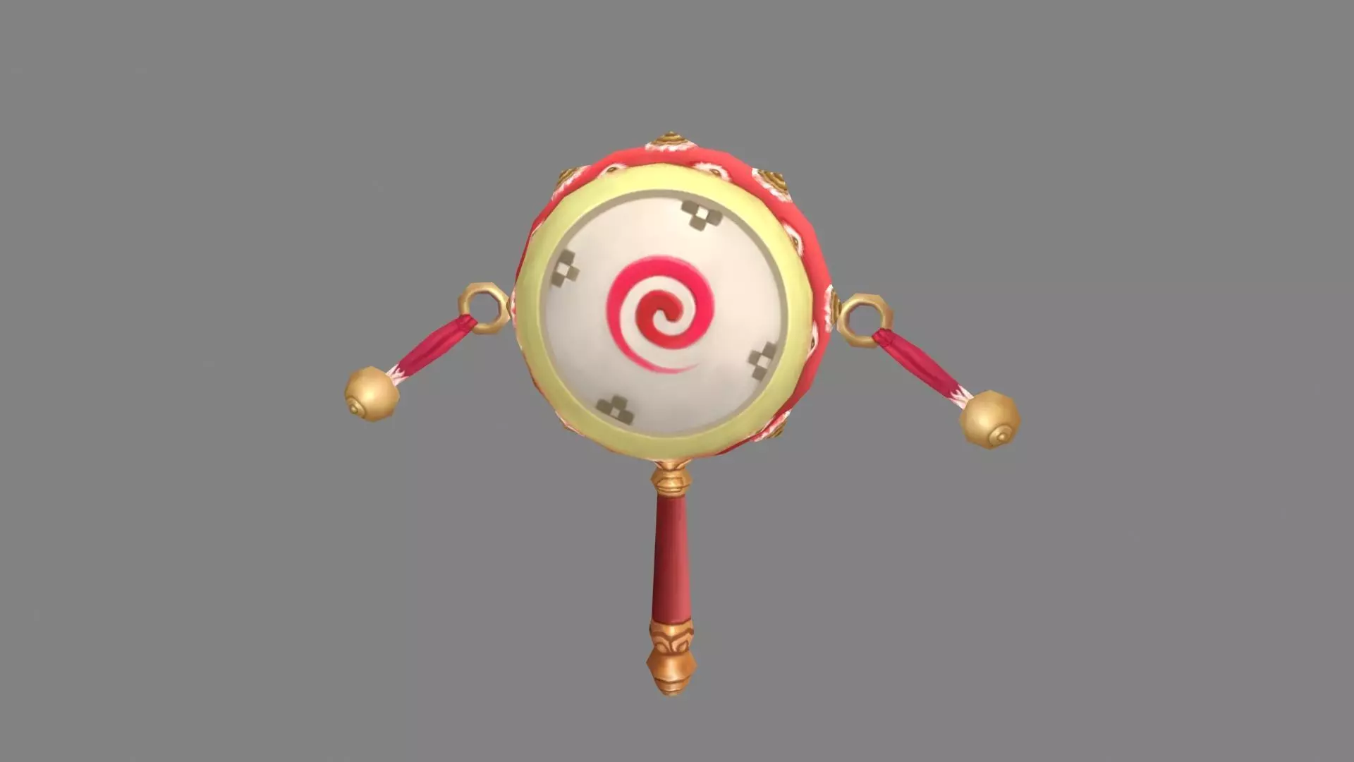 Cartoon hand drum - children  toy Low-poly 3D model_0