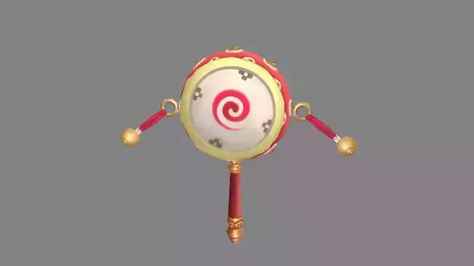 Cartoon hand drum - children  toy Low-poly 3D model