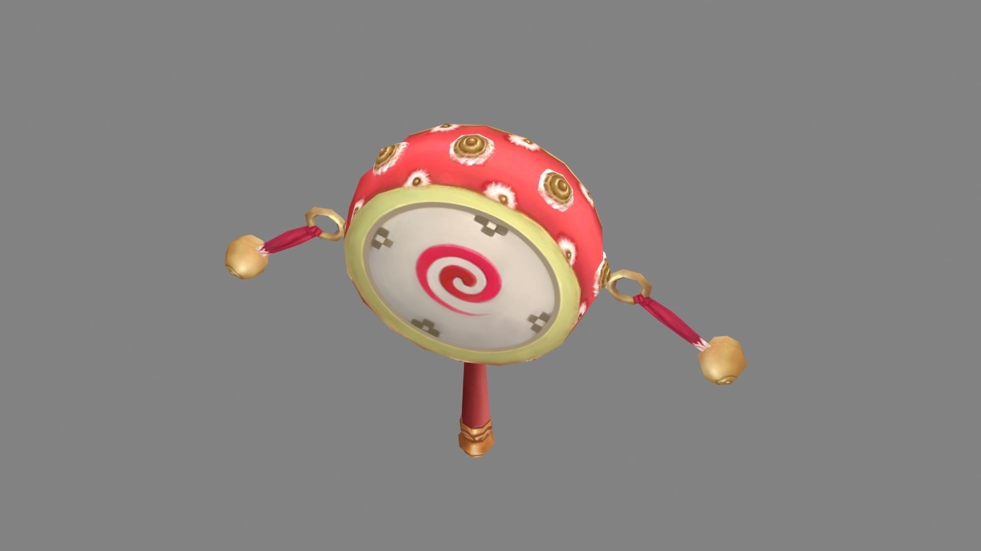 Cartoon hand drum - children  toy Low-poly 3D model_3