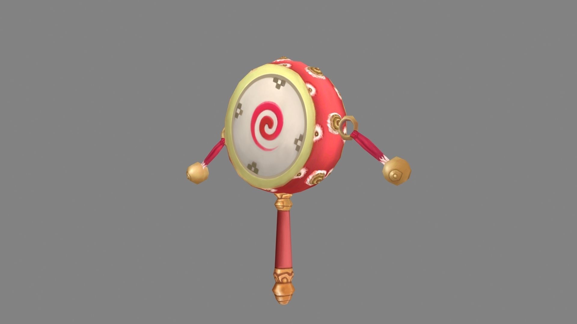 Cartoon hand drum - children  toy Low-poly 3D model_1
