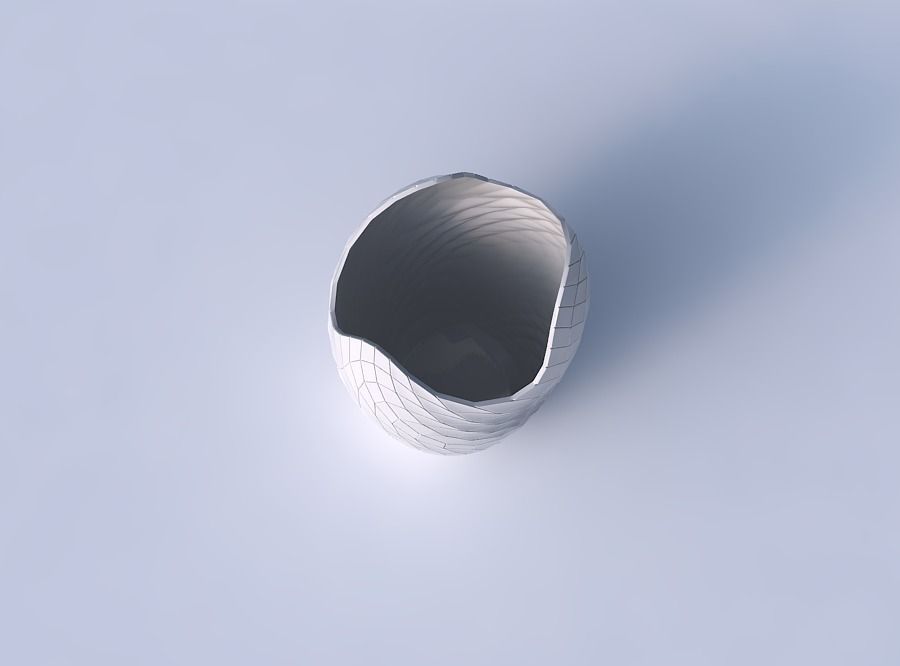 Bowl Spheric Lattice with wavy grid plates 3D print model_2