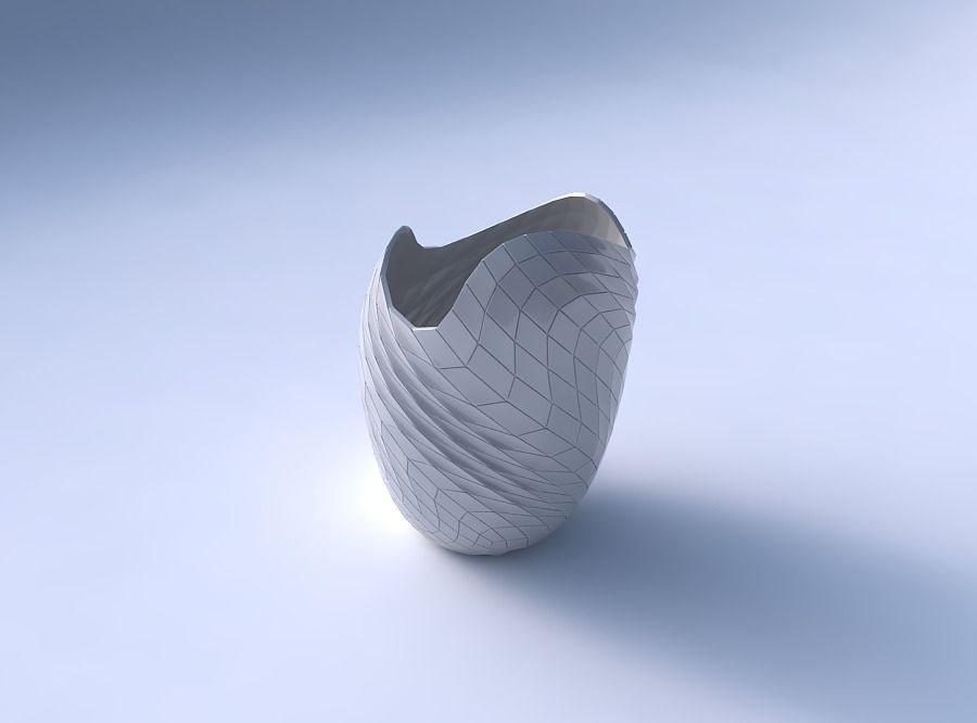 Bowl Spheric Lattice with wavy grid plates 3D print model_3