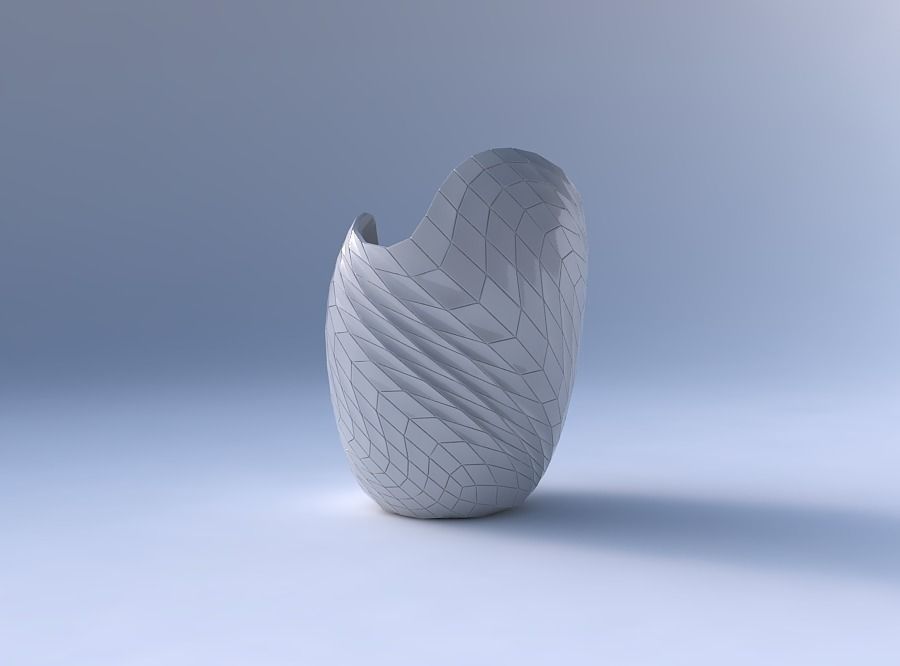 Bowl Spheric Lattice with wavy grid plates 3D print model_4