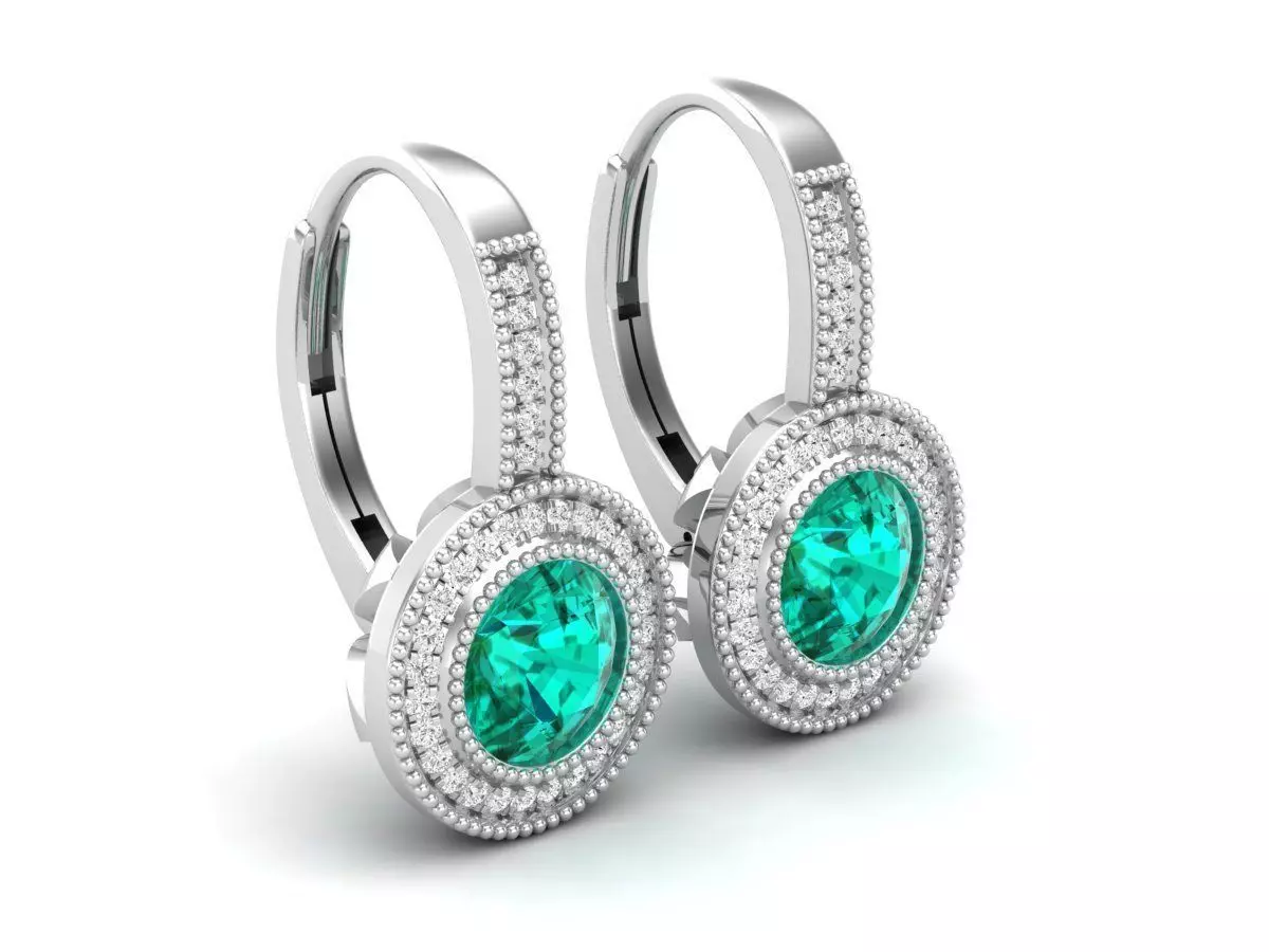 Diamond earrings for woman 3D print model